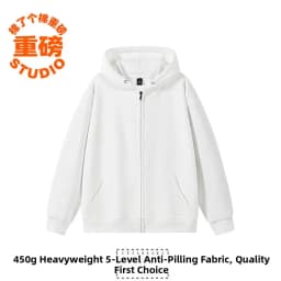 Pure Cotton Fleece Lined Hoodie Jacket Deep Blue Zipper Closure Sweatshirt Outerwear for Men And Women Autumn Winter Casual Wear