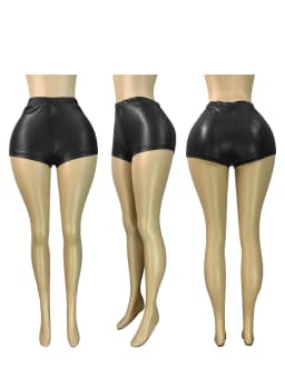 FAGADOER Sexy Leather Patchwork Shorts for Woman Solid Color High Waist Elasticity Shorts Female Streetwear Bottoms 2025 New