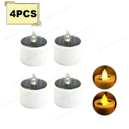 Solar Powered Tea Candles LED Lighting Smokeless Outdoor Lighting Reusable Waterproof Flameless Candles Hallown Christmas