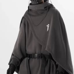 Japanese Heavy Industry Cloak Sweatshirt Functional High Collar Cloak Men's Loose Hooded Fake Two-piece Pullover Couple Coat