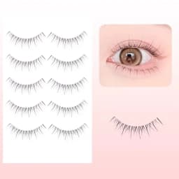 5 Pairs Manga False Eyelashes Wispy Soft Cluster Lashes Natural Thick Eyelashes with Clear Band Korean Style Anime Makeups