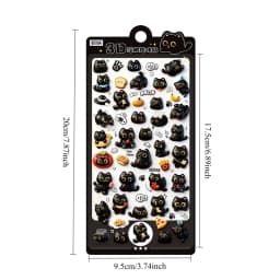 2sheets Cartoon Three-dimensional Floating Fun Stickers Black Cat Cute Embossed Mobile Phone Scrapbook Stickers