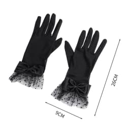 Women Sexy Mesh Thin Transparent Dot Bow Gloves Summer Sunscreen Drive Breathable Retro Opera Performance