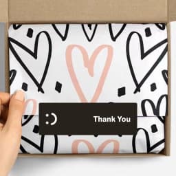 120Pcs/roll Smiling Face Black and White Thank You Rectangular Seal Sticker Gift Sticker for Homemade Packaging Decoration Label