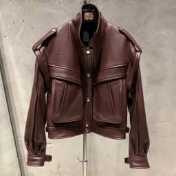 Grained Leather Jacket Ladies Biker Leather Coat Detachable Sleeve Bomber in Sheepskin H021