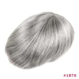 0.08-0.10MM Full Skin PU Toupee For Men V Loop Human Hair Men's Wigs #1B Men Capillary Prosthesis Hair Unit Replacement