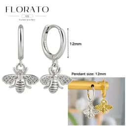 925 Sterling Silver ear needles Animal Butterfly/Elephant/Shell Pendant Hoop Earrings For Women Fashion Jewelry Accessories