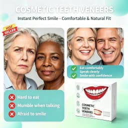 Natural‑Looking Silicone Full Dentures Upper Lower, Soft Comfortable Fit Daily Oral Care False Teeth for Men Women Daily Use