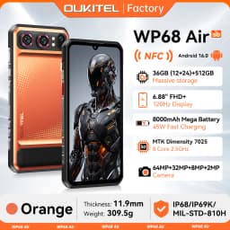 Global Version OUKITEL WP68 Air 5G Rugged Smartphon Android 16 6.88" HD+Display 36GB (12+24)+512GB 8000mAh 64MP NFC Mobile Phone
