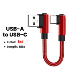 0.25/0.5M Short Cable Dual Elbow USB A/Type C To Type C Cable 66W Fast Charging Power Bank Data Cord For iPhone 16 15 Sumsung