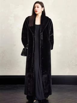Lautaro Winter Extra Long Elegant Luxury Chic Thick Warm Soft Black Fluffy Faux  Fur Coat Women Shawl Collar Furry Overcoat 2025