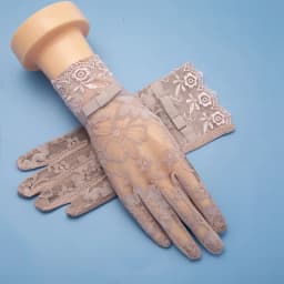 Women's Summer UV Resistant Ice Thin Driving and Cycling Touch Screen Anti Slip Breathable Short Sunscreen Lace Gloves