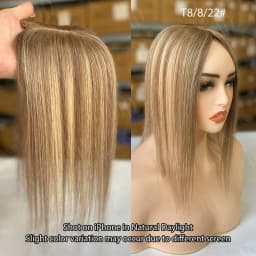 10x12cm Human Hair Topper with Silk Base 40cm Straight Clip in Hairpiece for Women Natural Scalp Simulation Thinning Hair Toupee