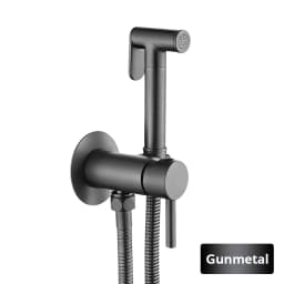 Solid Brass Brushed Rose Gold Bidet Sprayer Faucet Wall Mount Bathroom Mixer with Hose Hand-held Hot Cold Water