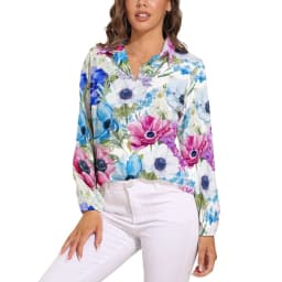 Vintage Flower Print Loose Blouse Irises by Van Gogh Simple Oversized Blouses Woman Long-Sleeve Cute Shirts Autumn Graphic Top