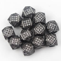3pcs Micro Pave Zirconia Beads Round Geometry Metal Cubic Zircon Beads for DIY Bracelet Necklace Design Jewelry Crafts Making