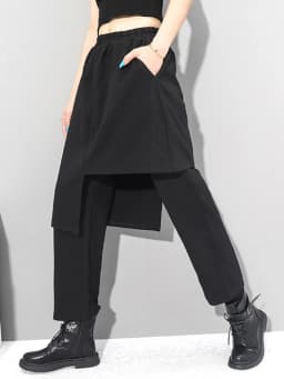 [EAM] High Elastic Waist Black Irregular Long Harem Trousers New Loose Fit Pants Women Fashion Tide Spring Autumn 2026 1DC430