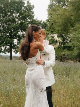 Lorencia Long Sleeves Lace Mermaid Wedding Dresses with Choker Pearls Beading Basque Waist Fitted Bridal Gowns Customized