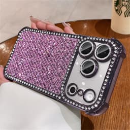 Colorful Glitter Full Screen Diamond Phone Case for iPhone 18 Pro Max 17 16 15 14 13 Lens Protection Plated Shockproof Cover