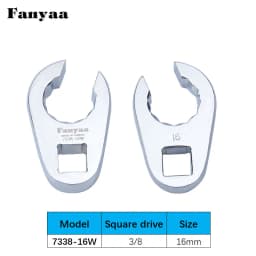 Fanyaa Hand Tool Individual 3/8 Inch Sqaure Drive Flare Nut Plum Hole Clamp Tool Wrench Head 10-19mm Replacement Part Head