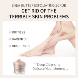 Shea Butter Exfoliating Scrub Cream Face Body Deep Pores Avocado Smooth Treatment Cleansing Wash Peach Acne Face Whitening