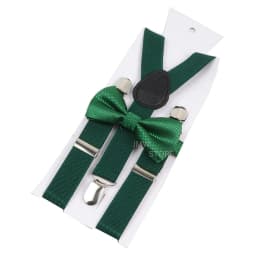 Adjustable Elastic Leather Suspenders Bowtie Set Men Women Baby Blue Braces Straps For Wedding Y-Back Shirt Accessories Gift