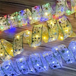 Indoor String Lights Battery Operated Christmas Ribbon with Lights Christmas Tree Accessories Decoration for Christmas New Year