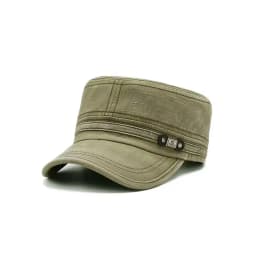 Washed Denim Flat Top Military Cap for Men, Vintage Distressed Sun Hat, Outdoor Casual Baseball Cap for All Seasons
