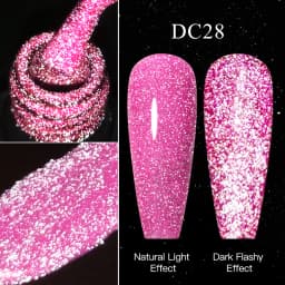 Mtssii Reflective Glitter Gel Pink Sparkling Sequins Gel Nail Polish Soak Off UV Nail Gel Semi-permanent Nail Art Decoration
