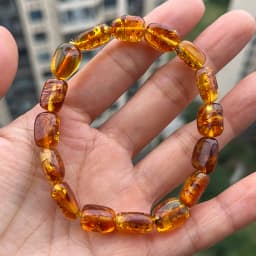 Yoowei 100% Real Amber Bracelet for Unisex Genuine Black Bead Irregular Natural Plant Medical Healing Jewelry Gift Wholesale