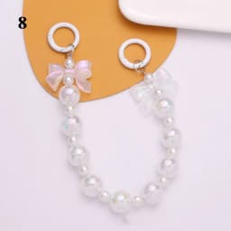 Y2K Cute Bowknot Phone Charm Strap Lanyard DIY Beaded Pendant Sweet Girl Keychain For iPhone Accessories Purse Bag Pendants