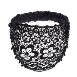Hollow-Out Plum Blossom Beaded Headband, Elegant Wide-Brim Hair Band Covering White Hair