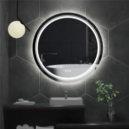 LUVODI 90cm Round Bathroom Mirror Waterproof Fogless Vanity Wall-Mounted for Washroom Toilet Basin with Illumination Circle Mirror