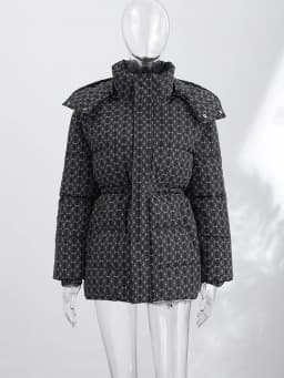 Fashion Printed 2026 Women's Winter Down Jacket With Hood Zipper Slim Long Sleeve Warm Thicken Quilted Padded Jackets Outerwears