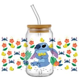 popular UV DTF 3D Cup Wrap Sticker Cute Cartoon blue Monster Design For 16oz Mugs DIY Durable Decal Transfer stickers