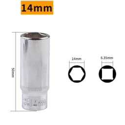 1Pc 1/4'' Hex Socket Adapter 4~14mm Deep Ratchet Wrench Head 50/25mm Length Impact Driver Hand Tools Car Repairing Accessories