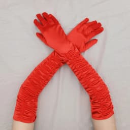 Long Satin Wave Pattern Micro Reflective Light Wedding Party Noble Style Women Gloves Lady Slender COS Graduation Mittens Nv5