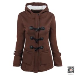 Long Cotton Jacket Women's Winter Coat Warm Overcoat Thickened Fleece Lined Slim Fit Hooded Button Front Closure Ladies Coat