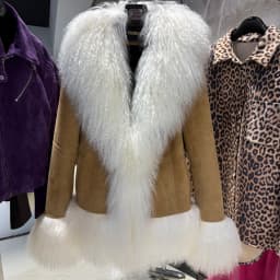 YOLOAgain Real Mongolia Sheep Fur Collar Real Leather Jacket Coat Women