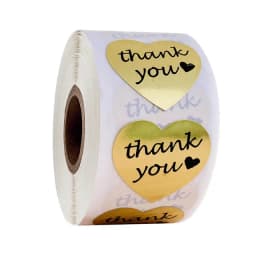 50-500pcs Labels stickers Heart shape white thank you Stickers seal labels scrapbooking for Package stationery sticker 1inch