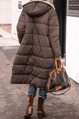 Women Autumn Winter Parkas Solid Color Long Sleeve Hooded Zippers Pockets Warm Casual Fashion Comfortable Regular Standard Fit