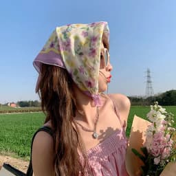 Flower Printed Headscarf Gentle INS Style Sun Protection Headband Towel French Pastoral Style Headband Women