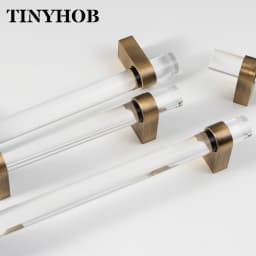 Smoky Gray Acrylic+Brass for Furniture Handles and Knobs Kitchen Doors Cabinet Drawer T Bar Funiture Wardrobe Appliance Handle