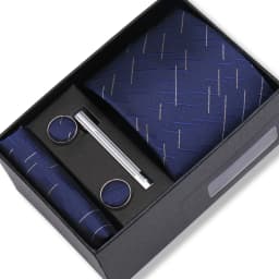 Top Quality Tie Set Gift Box Necktie Pocket Squares Cufflinks Tie-Clip Set With Black Box Men Birthday Gift Gravatas Accessories
