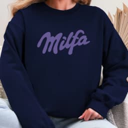 Milfa Purple Art Letter Design Woman Pullover Trendy Fleece Sweatshirt Autumn Casual Clothes Crewneck Sportswear Fashion Tops