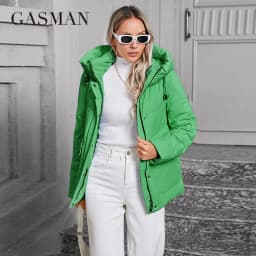 GASMAN 2024 Winter Down Jacket Collection Fashion Solid Stand-up collar Women Coats Elegance Hooded Women's jackets 83278