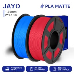 JAYO 2 Rolls 3D PLA Matte Printer Filament 1.75mm Neatly Wound PLA Filament with Matte Finish Print with 99% FDM 3D Printer
