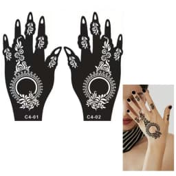 Pattern Tattoo Stencils for Women Hollow Henna Flower Tattoo Stencils for Hand Fingers Reusable Tattoo Templates Tattoo Tools