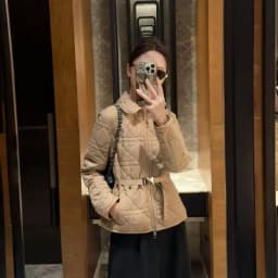 Lightweight Warm Cotton Jacket Women's Collar Diamond Pattern Commute Style Long Sleeve Zipper Closure Traditional Color Design