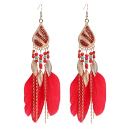 Round Retro Women's Dream Catcher Handmade Long Tassel Feather Earrings Female Leaves Pendant Earring Kolczyki Boho Jewelry